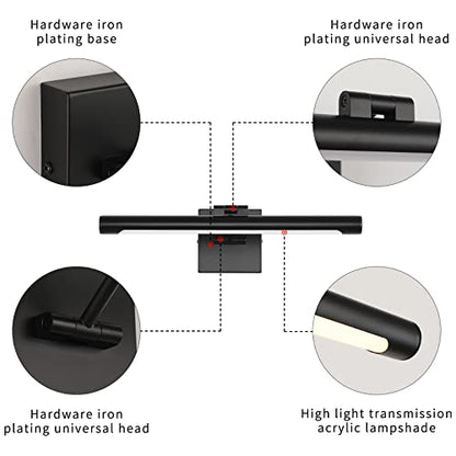 Joosenhouse LED Picture Light Fixtures 16.53" Inches Long Modern Black Wall Lamps with Rotatable Lighting Tube Picture Frame Lights for Paintings 7W(50W Eqv.) Hardwired Connection 3000K (Pack of 2) - color: Black, size: Dimmable 16.53" Long (Pack of 2)