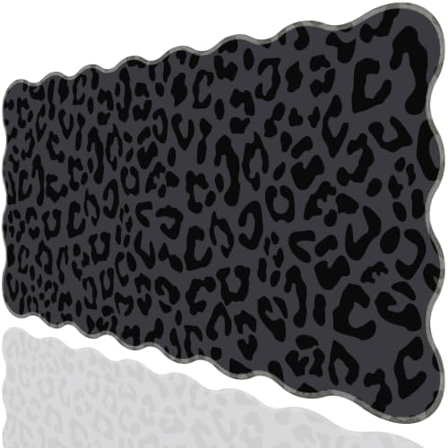 L-SPOUTTO Black Leopard Mouse Pad, Scalloped Desk Mat XXL Gaming Mousepad | Cheetah Gaming Mousepad,35.4x15.7in Non-Slip Base Keyboard Pad Waterproof Desktop Mat for Laptop Computer Game Home Office - color: Black Leopard