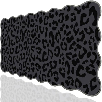 L-SPOUTTO Black Leopard Mouse Pad, Scalloped Desk Mat XXL Gaming Mousepad | Cheetah Gaming Mousepad,35.4x15.7in Non-Slip Base Keyboard Pad Waterproof Desktop Mat for Laptop Computer Game Home Office - color: Black Leopard