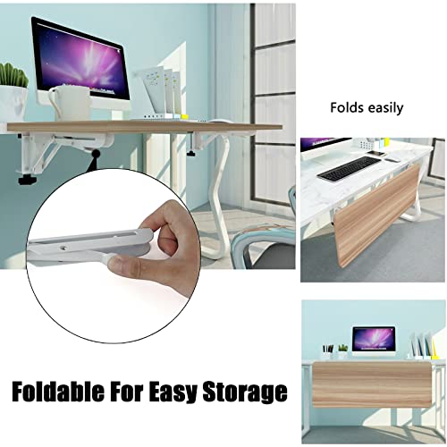 V3VOGUE 90° Foldable Desk Extender Armrest Shelf, Extended Desktop and Space Saver, Clamp-On Keyboard Drawer Tray, with K-Bracket, Ergonomic Computer Elbow Arm Support Relieve Fatigue - color: Teak, size: 75x25cm(30x10Inch)