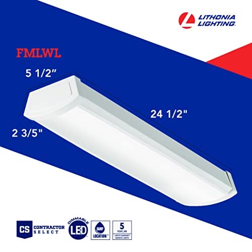 Lithonia Lighting 2' Low-Profile LED Wraparound Light Fixture, 4000K, 120V | 24-Inch LED Flush Mount Ceiling Light, 4000K Cool White Color Temperature, 120V (FMLWL 24 840) - color: 4000K Cool White, size: 24 inches, style: 120V