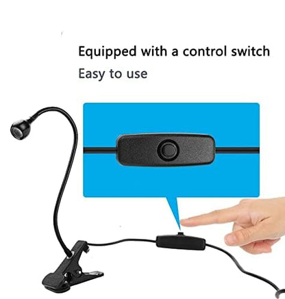 LED Desk Lamp Clip On Light,360°Flexible Gooseneck and Clamp Reading Light - color: Aa Black