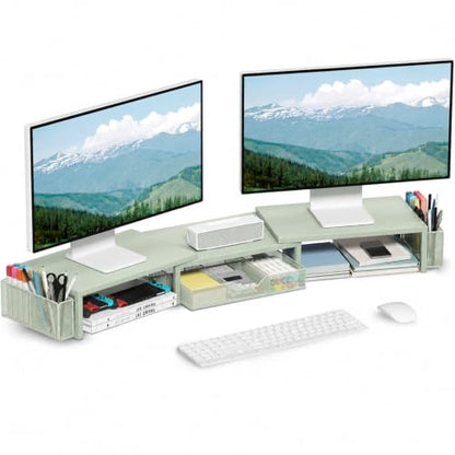 OPNICE Desk Organizers and Accessories, Dual Monitor Stand Riser - color: Matte Green