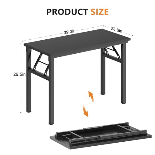 DlandHome 39.4 Inch Small Folding Computer Desk for Home Office, Black - color: Black + Black, size: 39 Inches