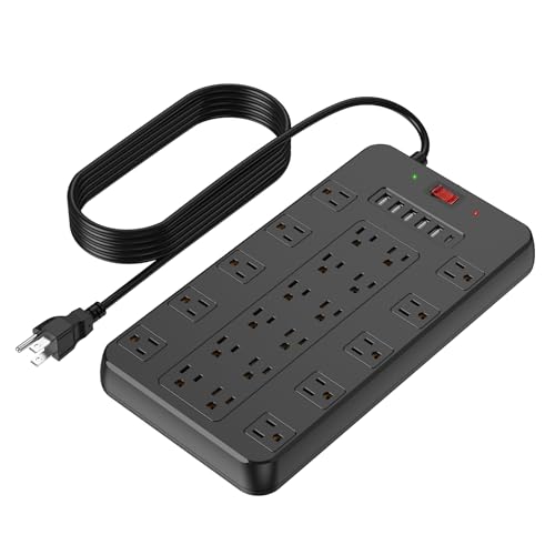 FDTEK 20 amp Power Strip Surge Protector Heavy Duty 22 Outlets 6 FT Cord - size: 20 AMP