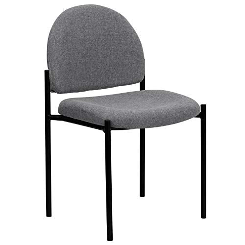 EMMA + OLIVER Gray Fabric Stackable Steel Side Reception Chair - color: Gray Fabric