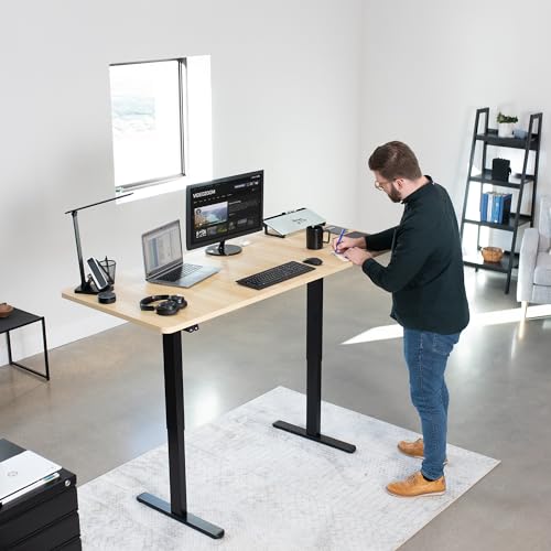 VIVO Light Wood 71 x 30 in Standing Desk, DESK-KIT-0B7C - color: Light Wood Top / Black Frame, size: 71 x 30 inch