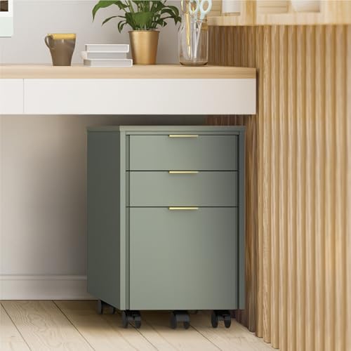 Realspace® 18" D Wood Vertical 3-Drawer File Cabinet, Pistachio Cream