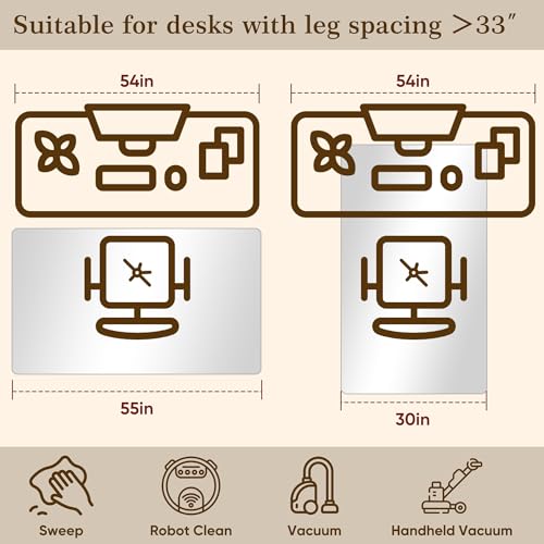 30"x55" Tempered Glass Office Chair Mat for Carpet & Hardwood Floor | 1/5" Thick Clear Floor Protector Desk Chair Mat with Rounded and Polished Edges, Resist Scratching, Cracking, Curling - size: 30"x55"