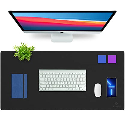 K KNODEL Large Sewing Leather Desk Mat, Desk Pad (Black, 35.4" x 17") - color: Black/Black, size: 35.4" x 17"