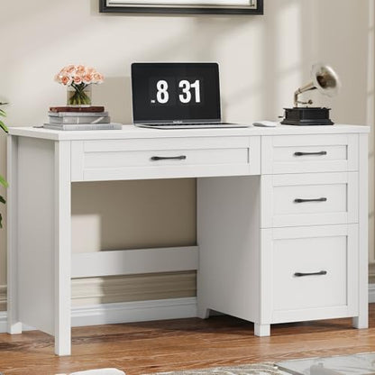 Vabches Farmhouse 47" Executive Desk with 4 Drawers, Cream White - color: Cream White, size: Style 2