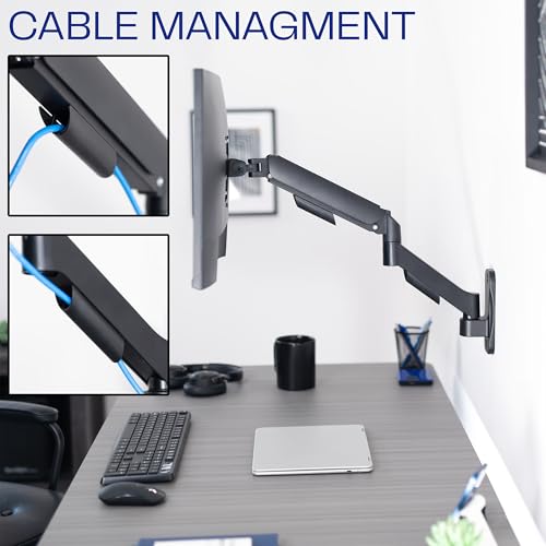 VIVO Single Monitor Counterbalance Wall Mount for 32 inch Screens up to 19.8 lbs, Full Motion, Max VESA 100x100, Black, MOUNT-V001G - size: Up to 32", style: Single Mount