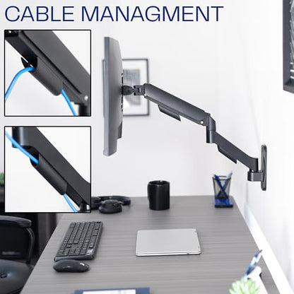 VIVO Single Monitor Counterbalance Wall Mount for 32 inch Screens up to 19.8 lbs, Full Motion, Max VESA 100x100, Black, MOUNT-V001G - size: Up to 32", style: Single Mount