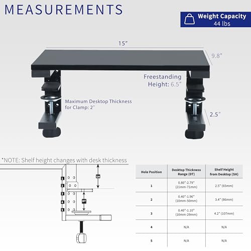 VIVO Black Clamp-on 15 in Desk Extension Shelf, DESK-SHELF15B - size: 15"