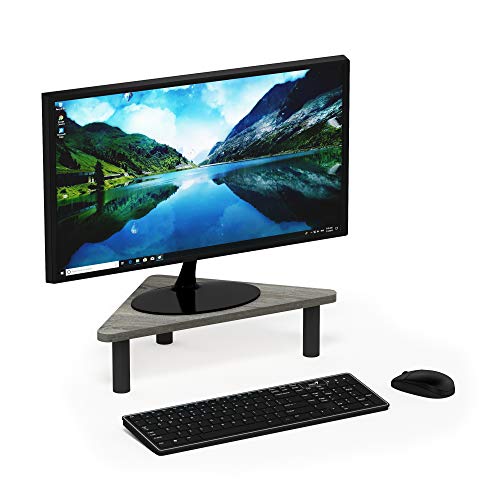 Furinno TURN-N-TUBE Monitor Stand Riser, 19.6" Wide Triangle Corner Monitor Riser, Laptop Stand for Desk, Office Desk Accessories, Desktop Organizers and Accessories, Toolless Assembly, For Study Room, Dorm, French Oak - color: French Oak/Black, size: Tri