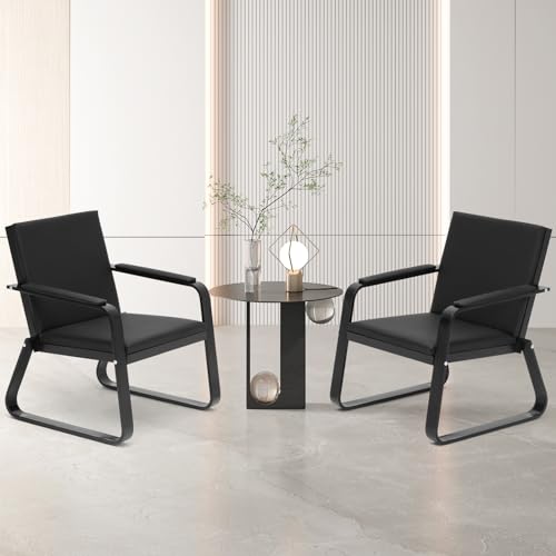 Waiting Room Guest Chair with Padded Arms, PU Leather Office Furniture, Lobby Conference Reception Chairs, Office Guest Seating for Clinic,Airport,Hospital,Barber,Salon,Bank(Black, 4) - style: 4-1-Seat Chair