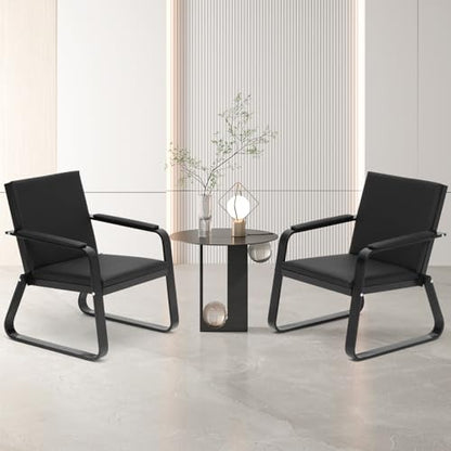 Waiting Room Guest Chair with Padded Arms, PU Leather Office Furniture, Lobby Conference Reception Chairs, Office Guest Seating for Clinic,Airport,Hospital,Barber,Salon,Bank(Black, 8) - style: 8-1-Seat Chair