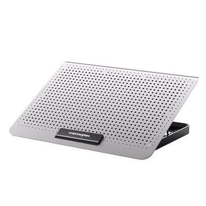 ICE COOREL Aluminum Laptop Cooling Pad, Laptop Cooler Stand with 7 Height Adjustable, Laptop Fan Cooling Pad for Laptop 12-15.6 Inch, Notebook Cooler Pad with Two USB Port (Silver)
