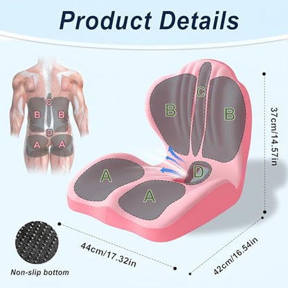 Ergonomic Lumbar & Seat Support Cushion | 2-in-1 Memory Foam Cushion with Coccyx Hollow Design for Office Chair, Car Seat, Home Use - Relieves Back & Hip Pain (Pink) - color: Pink