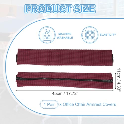 PATIKIL 18x4.3in Office Chair Armrest Covers, 1Pair, Burgundy - color: Burgundy, size: 18"