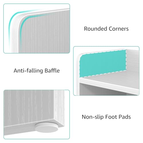 NUTIKAS Desktop Bookshelf for Computer Desk - 36" Desk Hutch Organizer with 4-Tier Paper Tray, Tabletop Storage Rack for College Dorm Room Essentials, Home Office Shelving, White