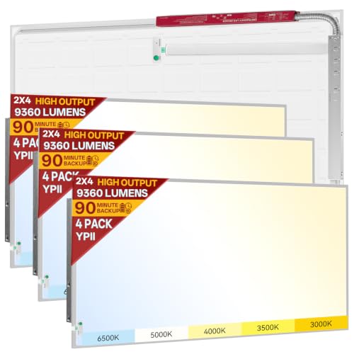 4Pack 2x4 LED Flat Panel Light with Emergency Battery Backup,5CCT - size: Emergency Backup, style: 2x4