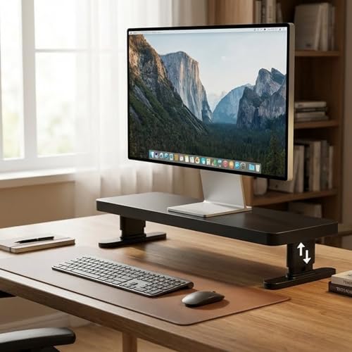 Adjustable Monitor Stand with 4 height options, Desk Shelf for Top of Desk Adjustable - color: Black
