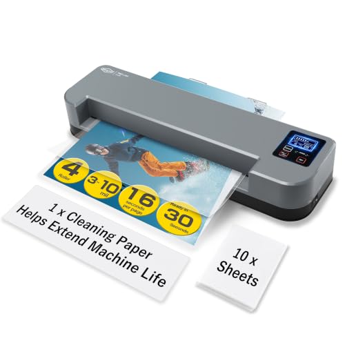 SINCHI 13-Inch 4-Roller Thermal Laminator & Foil Applicator w/LCD Display, 30s Warm-Up, 16s/Sheet, Supports 3–10 Mil, Micro-Adjust for Smoother Results, Commercial-Grade for Busy Offices, DIY Crafts