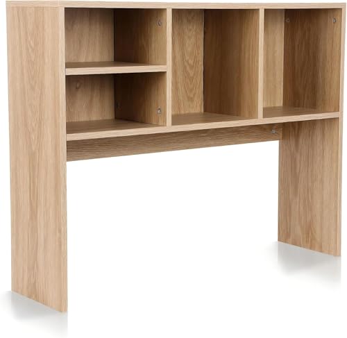 FAHKNS Wood Desktop Bookshelf Organizer, 2-Tier Bookshelf for Desk, Multifunctional Desktop Bookcase with 4 Shelves, Perfect for Organizing Books, Magazines, Office Supplies