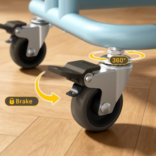 3 Tier Rolling Cart Metal Utility Cart with Lockable Wheels Home Office - color: Blue, size: Small