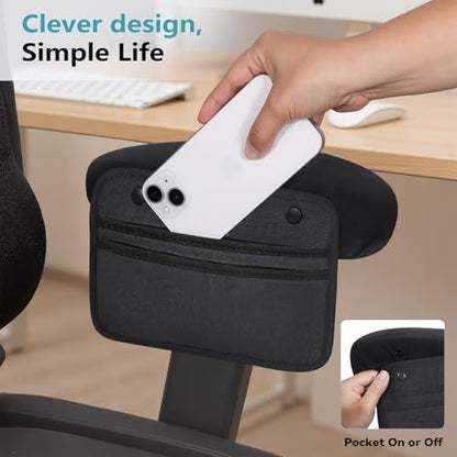 Virelis Ergonomic Office Chair Armrest Covers (Set of 2) - Soft Foam Arm Rest Pads for Elbow & Forearm Pressure Relief - Universal Stretch Fit for Gaming & Office Chairs, Black