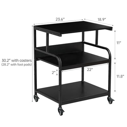 Fannova 23.6"x18.9"x30" Large Printer Stand with Adjustable Storage Shelf - color: Black, size: 23.6"W x 18.9"D x 30"H