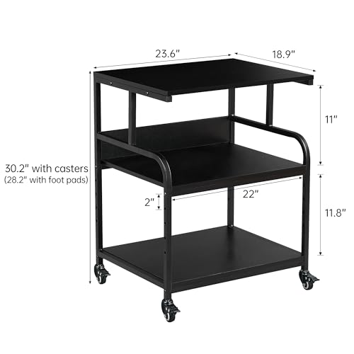 Fannova 23.6"x18.9"x30" Large Printer Stand with Adjustable Storage Shelf - color: Black, size: 23.6"W x 18.9"D x 30"H