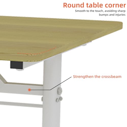 31" Height Adjustable Study Desk Ergonomic Compact, Wood | Manual Standing|Mobile Foldable|Home Office|Kids Adults|Small Gaming|Bedroom Livingroom Minimalist|Walking Pad Ready - color: 31"+wood