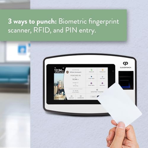 Acroprint CloudPunch Time Clock for Employees Small Business – Biometric Fingerprint Time Clock System with Proximity Card Reader and PIN Punching, Ideal Clock in Machine for Employees