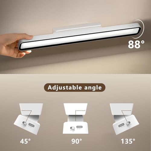 Desk Light Bar Under Desk Lights 16.5 in for Home Office, Shelf, Reading | Magnetic Rechargeable LED 3000K 4500K 6000K Color Temperature Battery Powered - color: White