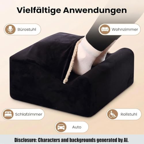 Keep Warm Foot Stool Foot Rest for Under Desk At Work | Office Footrest with Warm Feet Pocket,Ergonomic Under Deskfoot stool Stool for Office Chair & Back &Pain Relief Black+ - color: Black+