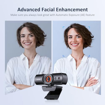 NexiGo HelloCam Pro, Webcam with Windows Hello, 1080P 60FPS Autofocus, True Privacy, Automatic Electronic Shutter, Computer Camera, Microphone, Facial Enhancement, HD USB Web Cam - color: Neo