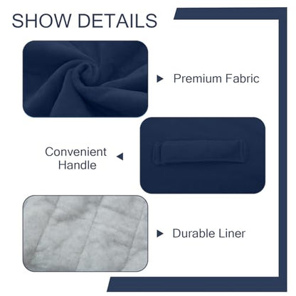 MeMoreCool Square Stuffed Pouf Ottoman Foot Rest, Floor Pouf Foot Stool with Foam Chunk Filling, Soft Stuffed Ottoman Footrest for Living Room, Navy - color: Striped Navy