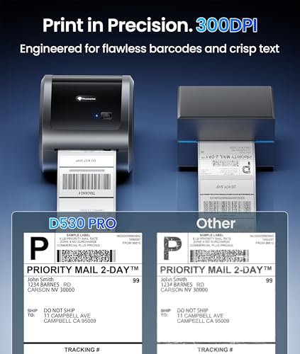 Phomemo 300DPI 4x6 Thermal Shipping Label Printer with 500 Labels | Ethernet Bluetooth & USB connection, Thermal Printer for Small Business, Compatible with iOS Android Windows Mac USPS UPS - color: Grey
