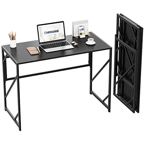 Elephance Folding Desk Writing Computer Desk for Home Office No-Assembly | Study Office Desk,Foldable Table for Small Spaces,31.5 Inch,Black - color: Black, size: 31.5 Inch