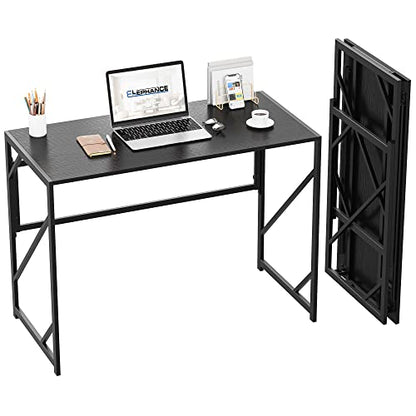 Elephance Folding Desk Writing Computer Desk for Home Office No-Assembly - color: Black, size: 39.4 Inch