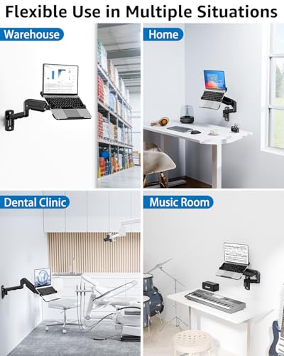 Laptop Wall Mount, 2-in-1 Monitor with Vented Tray | Fits Max 17" Notebook or 13- 32" Computer Screen, Adjustable Laptop Arm Holds 4.4-22lbs, Gas Spring Laptop Holder Stand - style: Laptop Wall Mount