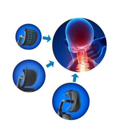 Universal Office Chair Headrest Attachment | Adjustable Desk Chair Mesh Neck Pillow | Soft Computer Armchair Head Rest | Easy to Install (Dark Blue (Black Back),clamp inner diameter 1.02"/2.6 cm) - color: Dark Blue (Black Back), size: clamp inner diameter