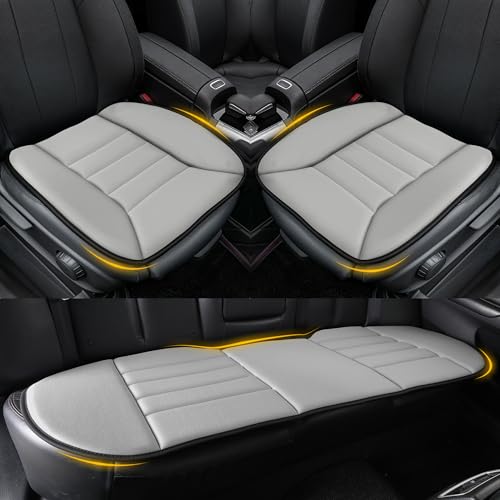 kingphenix 3-Piece Memory Foam Car Seat Cushion Set for Driving Comfort | 2 Front Seat Cushions and 1 Rear Bench Pad, 1.2-Inch Memory Foam, Non-Slip Bottom for Sedan, SUV, Truck and Van, Brown - color: Gray, size: Full Set (2 Front + 1 Rear Bench)