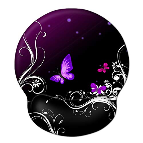 ToLuLu Mouse Pad Wrist Rest Support, Gel Ergonomic Mouse Pads with Non Slip Rubber Base Memory Foam Support, Mouse Wrist Rest Pad for Laptop Computer Home Office Working Pain Relief, Purple Butterfly - color: Purple Butterfly