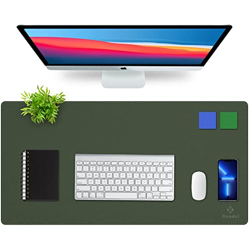 K KNODEL Large Sewing Leather Desk Mat, Desk Pad (Dark Green, 31.5"x15.7") - color: Dark Green/Gray, size: 31.5" x 15.7"