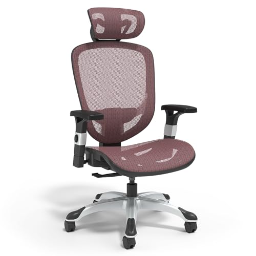 STAPLES Hyken Ergonomic Task Chair, Mesh, Ergonomic, Lumbar Support, Swivel, Maroon - color: Maroon