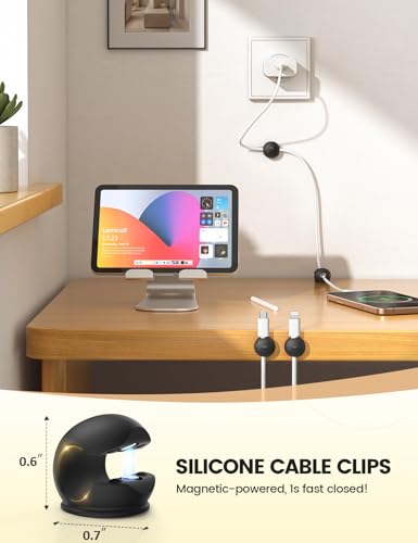 Lamicall 12 Pack Magnetic Cord Organizer, Silicone Mini Cable Clips - size: 12Pack - Silicone Magnetic