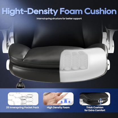 MALOL Office Chair Big and Tall- High Back Executive Office Chair- Ergonomic Home Computer Desk Chair with Padded Flip-up Arms, Adjustable Lumbar Support, Wide & Thick Seat for Adult-Black - color: Black